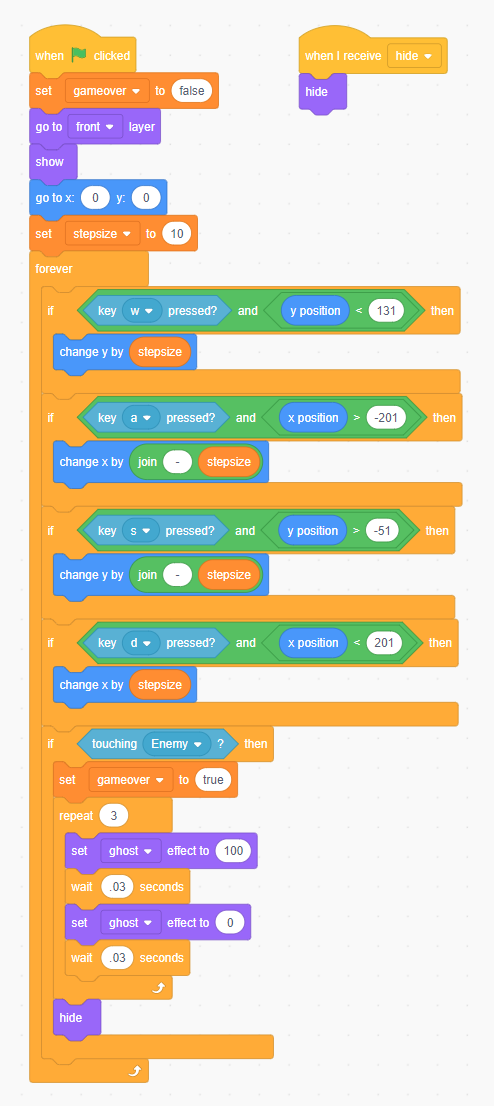 Scratch code for player